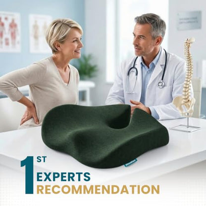 Seat Cushion for Tailbone Pain Relief, Extra Large Office Chair Cushion - color: Green & Dark Gray
