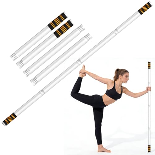 Queension 5ft Adjustable Yoga Stick with Non-Slip Foam Sleeveds for Balance - color: White