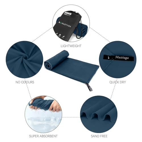 Microfiber Towel Large for Beach, Travel, Swimming, Bath, Pool–Quick Dry, Ultra Compact, Sand Free, Lightweight & Super Absorbent(Navy Blue,63x35 in) - color: Navy Blue, size: 63"x35"