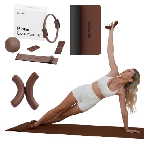 BetterMe Pilates Essential Kit with Pro Yoga Mat and Sculpt Dumbbells - Pilates Ring, Resistance Bands, Pilates Ball, Grip Socks, Non-Slip Yoga Mat and 2.2 lb Hand Weights