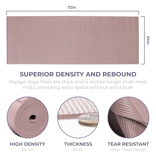 Voyage 5mm Studio Yoga Mats, 10 Pack, 72x24in | Extra Long, Anti-Tear Exercise Mats for Workout, Stretching, Fitness - Non Slip Gym Mats for Home, Schools and Studios - color: Lilac