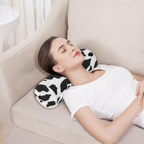 Bolster Pillow Neck Pillow Round Soft Health Memory Foam Pillows Long Cylindrical Body Pillow with Removable Cover Cute Back Yoga Cow Print White Pattern 17" x 5.5" - color: Cow Print White Pattern