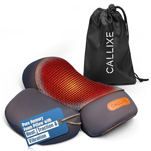 CALLIXE Original TheraPillow – 3-in-1 Neck Massager Pillow with Heat & Gentle Traction | Relaxing Neck & Shoulder Support with Vibration Massage, Wireless Design & USB-C Charging