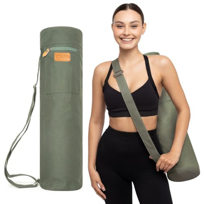 UDANA Canvas Yoga Mat Bag for Women & Men, Full-Zip Carrier with 3 Pockets & Adjustable Strap, Stylish Gym & Pilates Bag – Available in Multiple Sizes