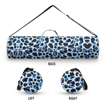 Yoga Mat Bag for Women & Men Full-Zip Yoga Mat Carrier Bag for Class Workout Park with Adjustable Strap - color: Blue Leopard Print