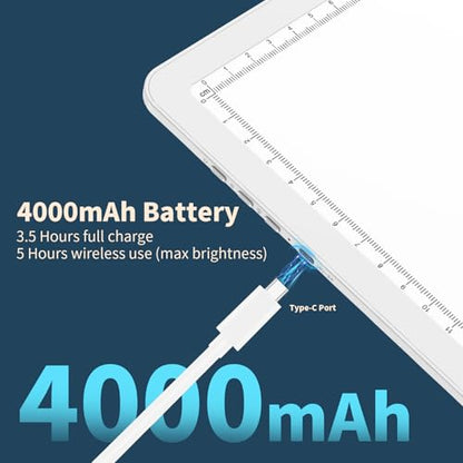 YINGWOND A4 Rechargeable Light Pad with Carry Bag,9000LUX Tracing Light Box Built-in 4000mAh Battery,Side Physical Buttons Magnetic Light Board for Diamond Painting Art Weeding Vinyl Drawing - style: Rechargeable A4 White with Bag