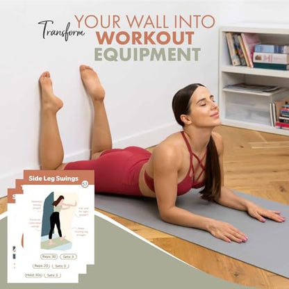 Wall Pilates Workout Cards for Women - 76 Large Exercise Cards - Pilates Bar & Resistance Bands Companion with Step-by-Step Instructions - Beginner Friendly Home Gym