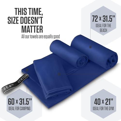 VENTURE 4TH Quick Dry Microfiber Towel for Camping & Gym - Navy Blue XL - color: Navy Blue, size: 72.00" x 31.50"