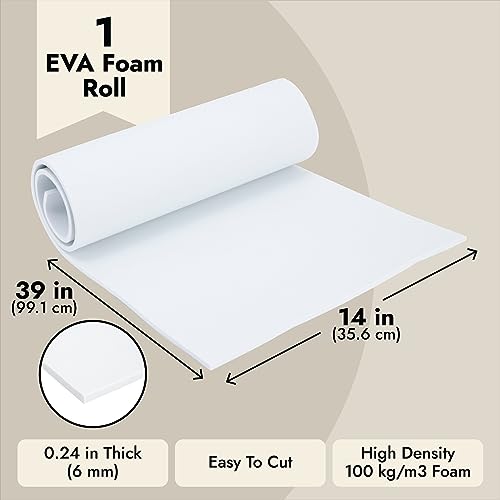 Bright Creations 6mm EVA Foam Sheets - 6mm, 14 x 39 in, White - High Density Craft Foam for Cosplay & DIY Supplies - Moldable Craft Sheets for Costume Making & Decoration - size: 6mm