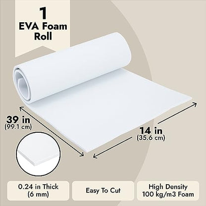 Bright Creations 6mm EVA Foam Sheets - 6mm, 14 x 39 in, White - High Density Craft Foam for Cosplay & DIY Supplies - Moldable Craft Sheets for Costume Making & Decoration - size: 6mm