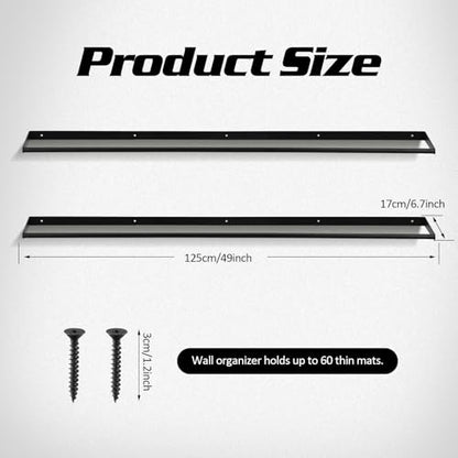 Sintuff 49 x 7 x 2 Yoga Mat Holder Hanging Mat Wall-mounted Rack Holds up to 60 Exercise Mats Holder for Home Gym, Fitness Classes, Yoga Studio