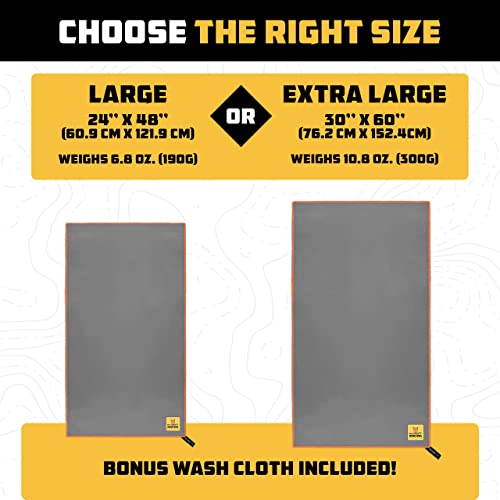 Wise Owl Outfitters Microfiber Camping Towel - Quick Dry Towel for Travel, Backpacking, Hiking, Beach, Gym & Yoga - Compact, Fast Drying & Lightweight - color: Grey, size: Large (24x48) + Washcloth (12x12)