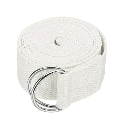Yoga Strap for Stretching, Athletic Stretch Band with Adjustable Metal D Ring Buckle Yoga Bands - color: White, size: 8.2ft