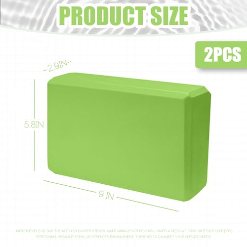 Septo 2 Pcs Yoga Blocks, 9x6x3 Inch Foam Blocks for Pilates - color: Green