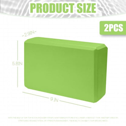 Septo 2 Pcs Yoga Blocks, 9x6x3 Inch Foam Blocks for Pilates - color: Green