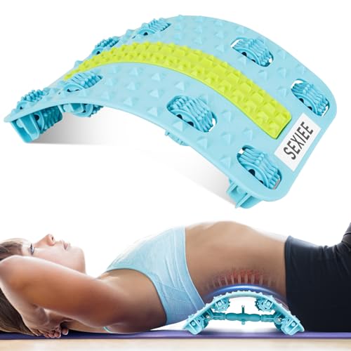 Back Stretcher, Pneumatic Inflatable Lumbar Support Board with Hand Pump & Release Valve, Stepless Height Adjustment, Decompression-Style Stretching, Cracking Device Alternative (Blue) - color: Blue