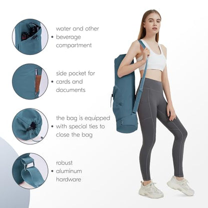 Yoga Mat Bag Carrier - Multi-Functional Gym Bag with Water Bottle Pocket - Versatile Yoga Carrier with Adjustable Strap