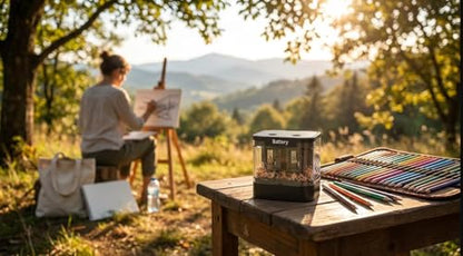 Dual Power Electric Pencil Sharpener, Dual Hole for Standard &Jumbo Pencils | Portable Sharpener with Auto-Stop Safety for Kids, Students, Artists, Office & School, Battery(NOT included) or USB Operated