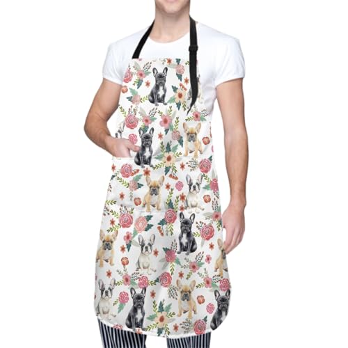 Giwawa Unisex Adult Apron Waterproof Stain Resistant Kitchen Cooking Apron with 2 Pockets for BBQ Grill Painting - color: Bulldog