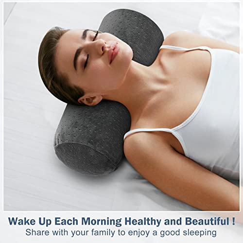 Remerry 2 Pcs 17 x 7 Inches Velvet Neck Roll Pillow Cover with Zipper, Soft Bolster Pillowcases for Cylindrical Pillow (Cover Only, Bolster Not Included)(Ash Black) - color: Ash Black, size: 17 x 7 Inches