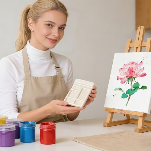 Mini Ceramic Watercolor Palette, Portable Travel Watercolor Palette Eco-Friendly Material, Easy to Clean and Dry, Suitable for Watercolor, Gouache, Acrylic, and Oil Painting.