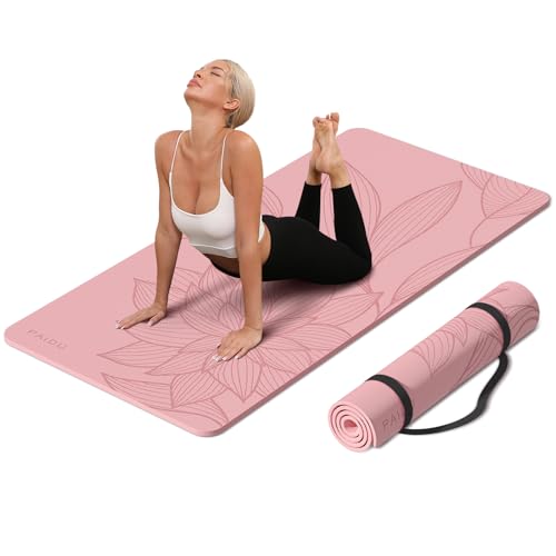 PAIDU Large Yoga Mat 72"x36"x10mm Non-Slip Exercise Mat for Home Gym Studio | Extra wide & thick non-slip yoga mat, works on all floors, ideal for stretching, yoga studio, gym and home workouts - color: Pink