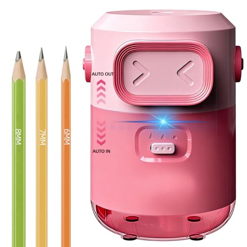 Electric Pencil Sharpener for Classroom Home, Automatic Colored Pencil Sharpener for Kids, Auto Stop for 6-8mm No.2/Colored Pencils, Cute Pencil Sharpener Battery Powered, School Supplies - color: Pink