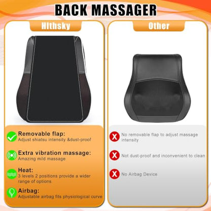 Shiatsu Back and Neck Massager with Heat. Back Massager for Pain Relief deep Tissue, 3D Kneading Massage Pillow or Back,Shoulder,Leg,Gifts for Mom,Dad,Women (Black) - color: Black-04