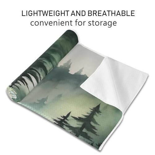 Yoga Mat Towel, Non-Slip Hot Yoga Towel, Sweat Absorbent and Non-Slip, Lightweight and Easy to Travel, Suitable for Hot Yoga, Pilates and Fitness, Watercolor Raccoon and Plant Pattern - color: Watercolor Forest