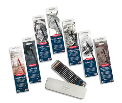 Derwent Watersoluble Sketching Pencils, Metal Tin, 6 Count (0700837)