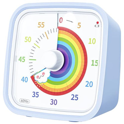 Yunbaoit Rainbow Visual Timer for Kids, 60-min Countdown Timer, Light Blue - color: Light Blue Rainbow
