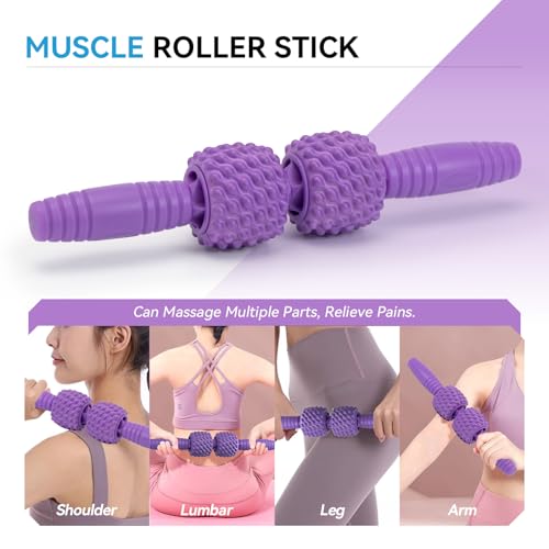 5 in 1 Foam Roller Set, High Density Patented Exercise Roller - color: Purple