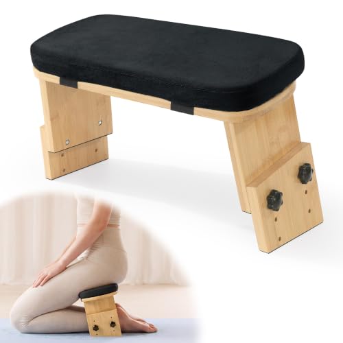 BALAPET Adjustable Height Meditation Bench, Portable Folding Meditation Chair with Velvet Cushion, Ergonomic Meditation Kneeling Stool for Yoga, Mindfulness&Zen Practice(Black)