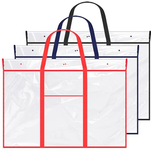 Huhumy 3 Pack Large Poster Storage Bag, Bulletin Board Holder Art Portfolio Case PVC Art Portfolio Container with Pocket for Teachers Classroom Organization(48 x 36) - color: Stylish Color, size: 48 x 36"