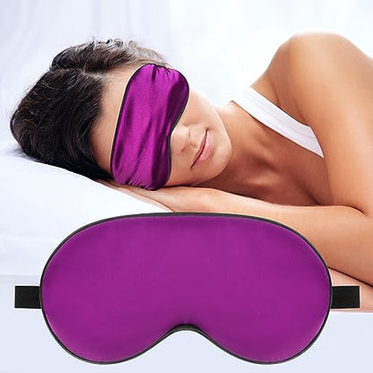 Silk Sleep Mask, Blackout Eye Mask for Sleeping with Adjustable Strap - color: Purple