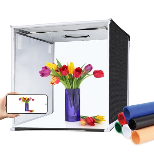 PULUZ Portable Light Box, 16"x16" Professional Dimmable Photo Box Photography with High CRI 144 LED Lights, Upgraded Lightbox with 6 Backdrops for Product Photography - size: 16.00*16.00 Inch