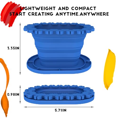 Paint Brush Cleaner Rinse Cup (All-in-One), Foldable Brushes Holder & Brush Cleaning Cup for Acrylic, Watercolor, and Water-Based Mediums, for Fine Art, Studio, Classroom(Blue)