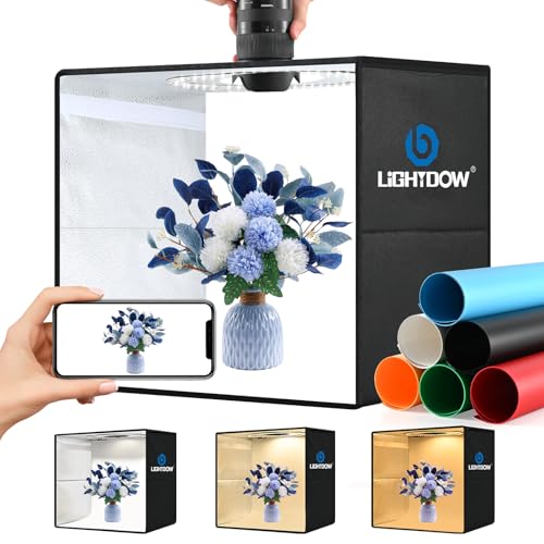 Lightdow 10"x10"x10" Photo Studio Light Box Photography with 96 LEDs (CRI>95), 6 Backdrops - Portable/Dimmable/Versatile Folding Shooting Tents for Toys/Jewelry/Watches/Cosmetics Photography - size: 10"x10"x10"
