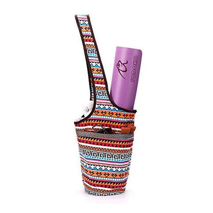 Yoga Mat Bag With Large Size Pocket and Zipper Pocket, Strap Bag, Fit Most Size Mats, Bags and Carriers for Women - color: Ethnic style