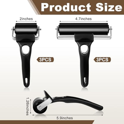 Frienda 6 Pack Rubber Brayer Rollers, 4.7 Inch, 2.2 Inch Hard Rubber Rollers Tool for Printmaking, Ink Application, Block Printing, Stamping, Wallpaper, Gluing, Crafting - size: 2 Inches, 4.7 Inches