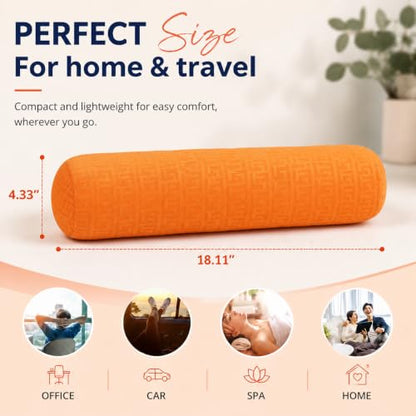 Neck Roll Pillow, Cervical Neck Pillow Bolster Pillow for Sleeping - color: Clay Orange