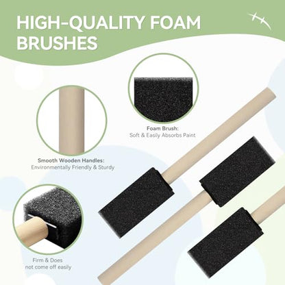 40 Pcs 1'' Foam Paint Brushes, Sponge Paint Brush, Wooden Handles Foam Brush, Sponge Brushes for Painting, Craft, Staining, Varnish, Touch Up (Pack of 3) - size: 120 Packs 1 inch