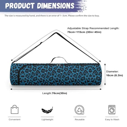 Yoga Mat Bag for Women & Men Full-Zip Yoga Mat Carrier Bag for Class Workout Park with Adjustable Strap - color: Blue Leopard Printed