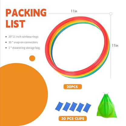 20Pcs 11" Hopscotch Rings, Agility Rings for Kids Obstacle Course - style: 11" Hoop – 2 Set