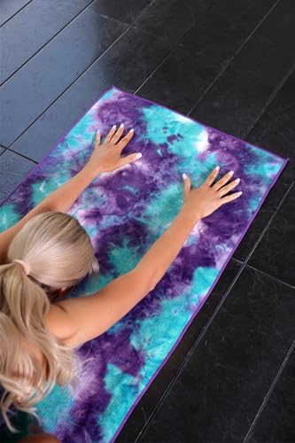 Eunzel 2 Pack Hot Yoga Towel with Grip Dot, Non Slip Yoga Mat Towe Sweat Absorbent Towel for Hot Yoga,Bikram, Pilates and Fitness 72" x 24", Purple & Pink/Green & Purple - color: Pink & Blue/Green & Purple