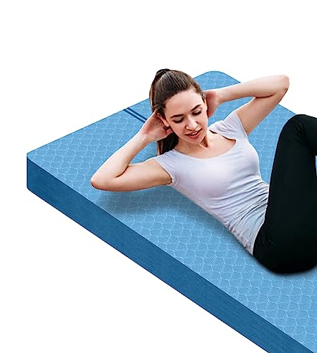 nuveti Large Exercise Mat - 15mm/20mm/30mm Thick Yoga Mat | Workout Mat for Fitness, Yoga, Pilates, Stretching & Floor Exercises for Women & Men with Free Carrying Bag - color: LightBlue, size: 200X100X30MM