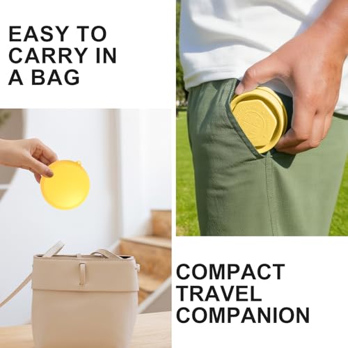 Collapsible Cup with Lid - 6oz Mini Silicone Folding Travel Cup with Steel Rim - BPA Free Small Portable Pocket Cup for Camping, Hiking, Kids, Mouthwash & Pills (Creamy yellow) - color: Creamy Yellow