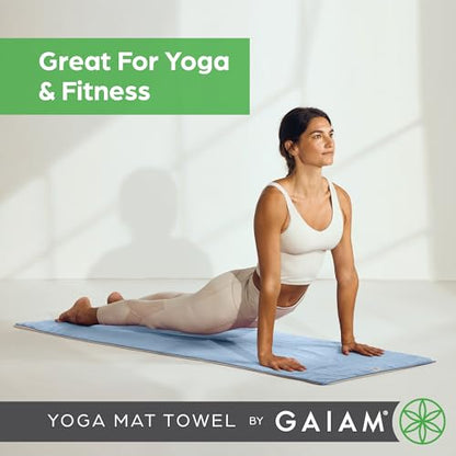 Gaiam Yoga Mat Towel, Non-Slip Microfiber (Black) - color: Skyway, size: 1 Towel