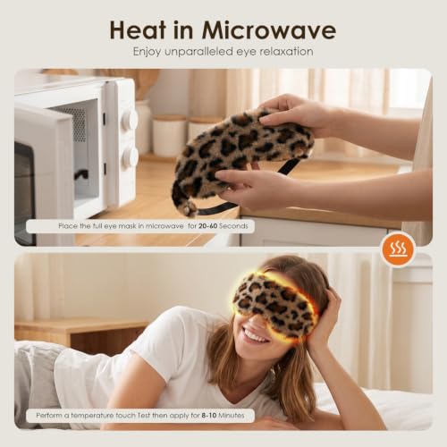 MORLIDEN Heated Eye Mask for Dry Eyes & Stye - Microwavable Warm Compress | For Blepharitis, Chalazion, MGD-Lightweight, No Heavy Pressure-Reusable Moist Heat Mask with Natural Flaxseed (Leopard) - color: Leopard Print