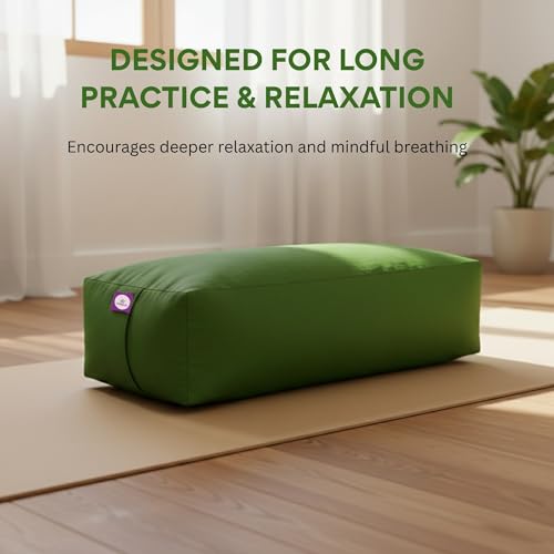Rectangular Cotton Yoga Bolster, Yoga Pillow, Yoga Cushion, Yin yoga Bolster, Iyengar yoga bolster - color: Green